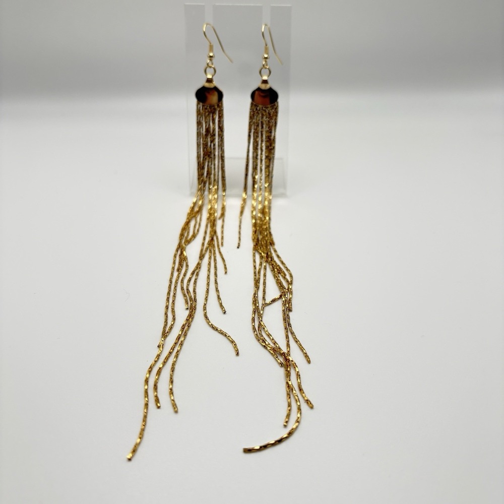 Long Fringe Earrings Shoulder Duster Tassel Diamond Cut Chain Party Disco